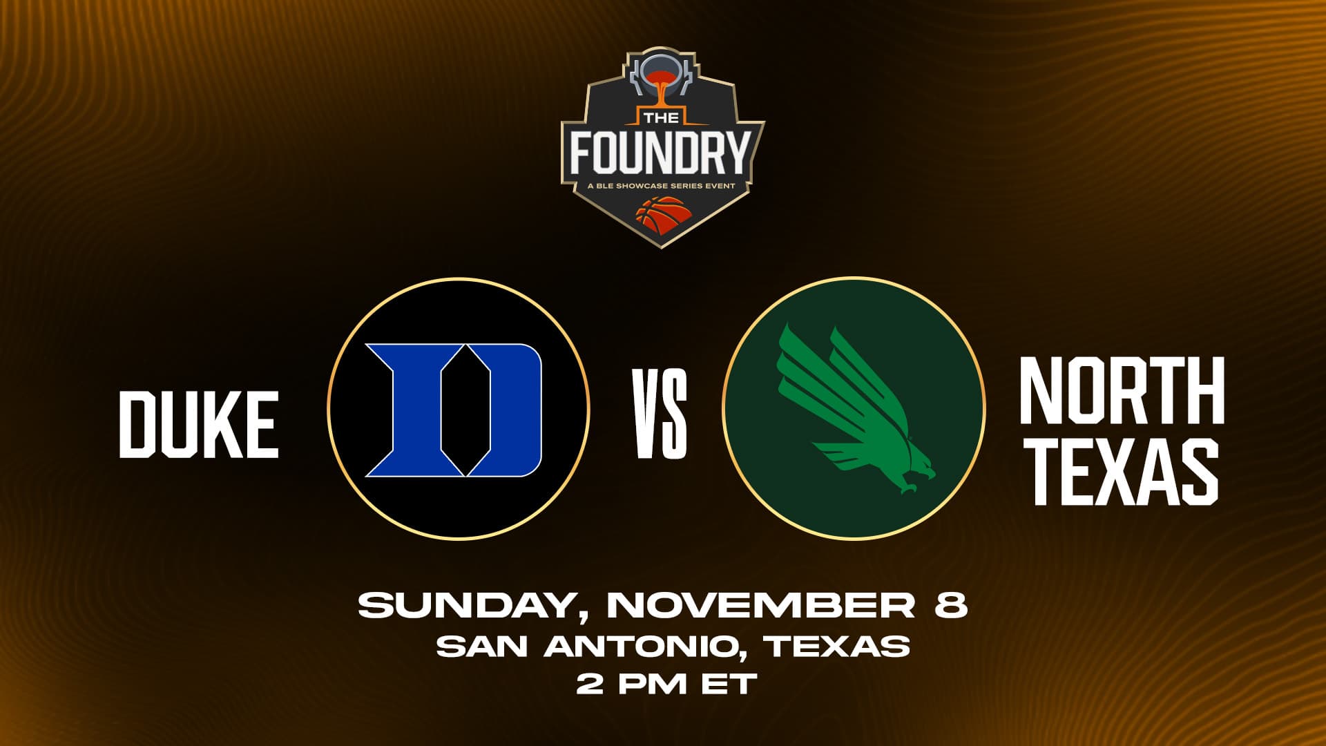 The Foundry Classic matchup graphic: Duke versus North Texas