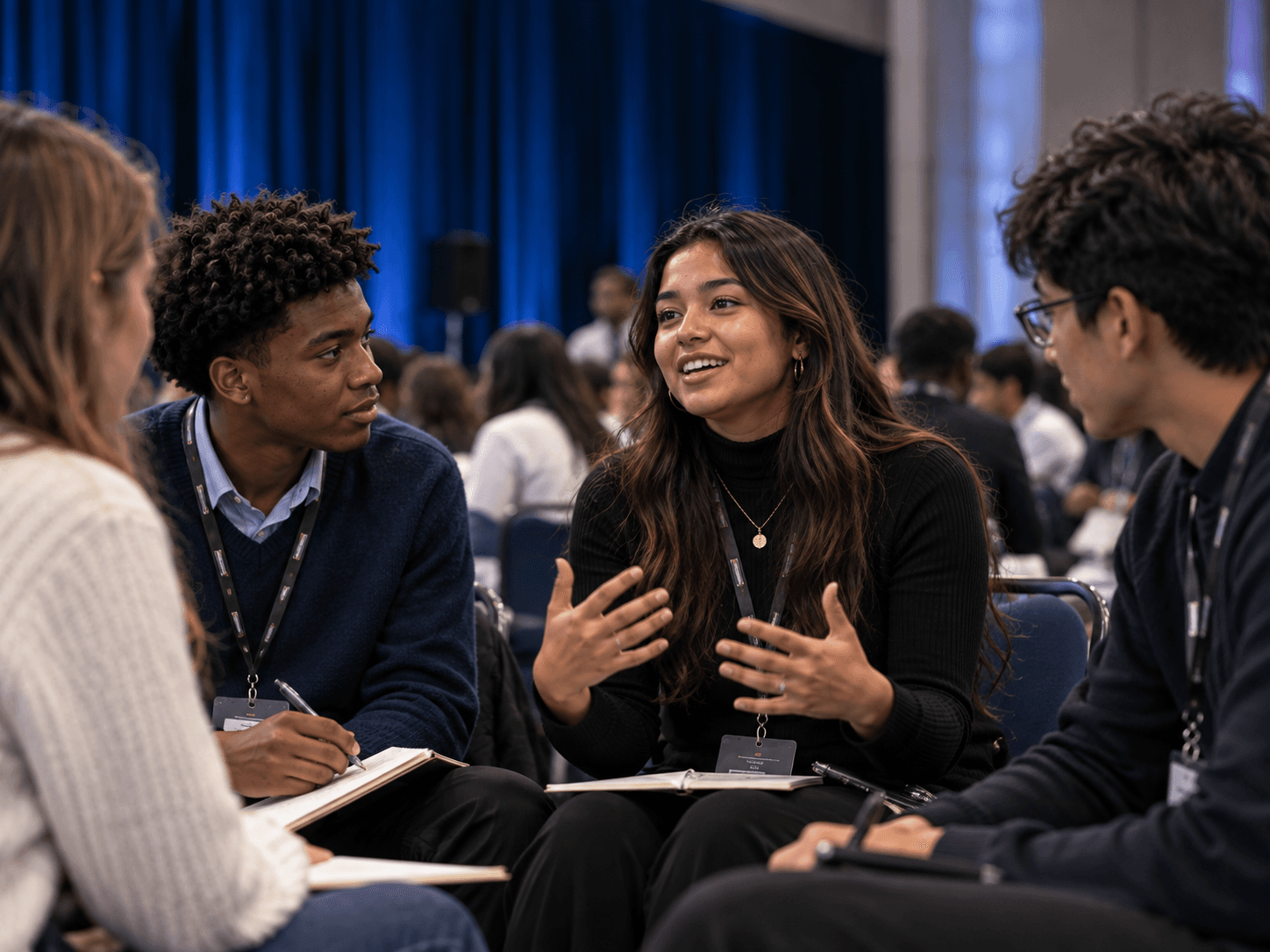 Students collaborating during a leadership workshop